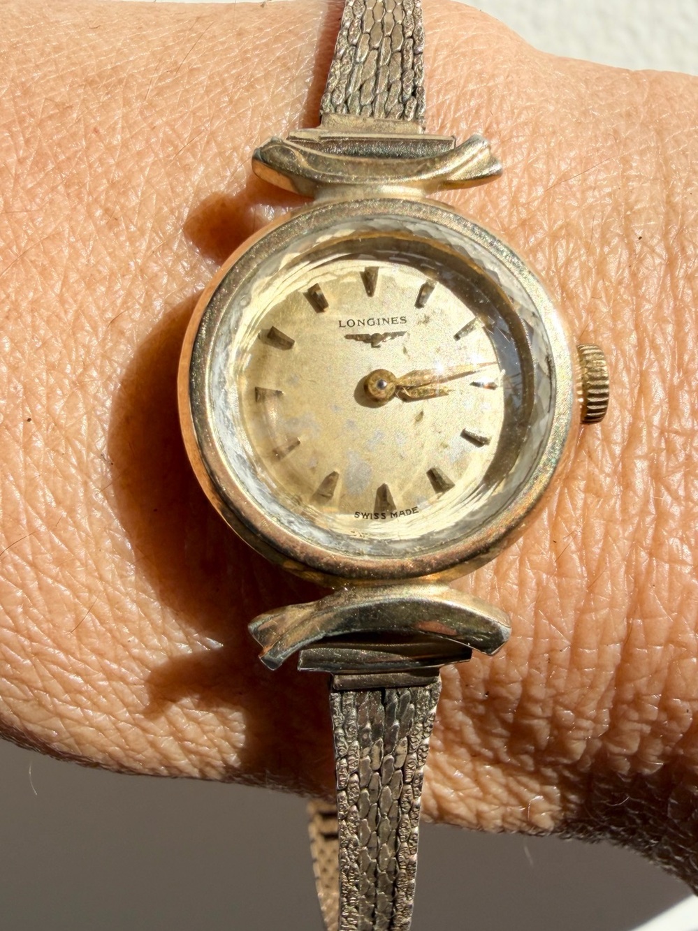 Vintage 1950’s Women’s Longines Watch 10 Kt GF Cocktail Mesh Band  Manual Wind